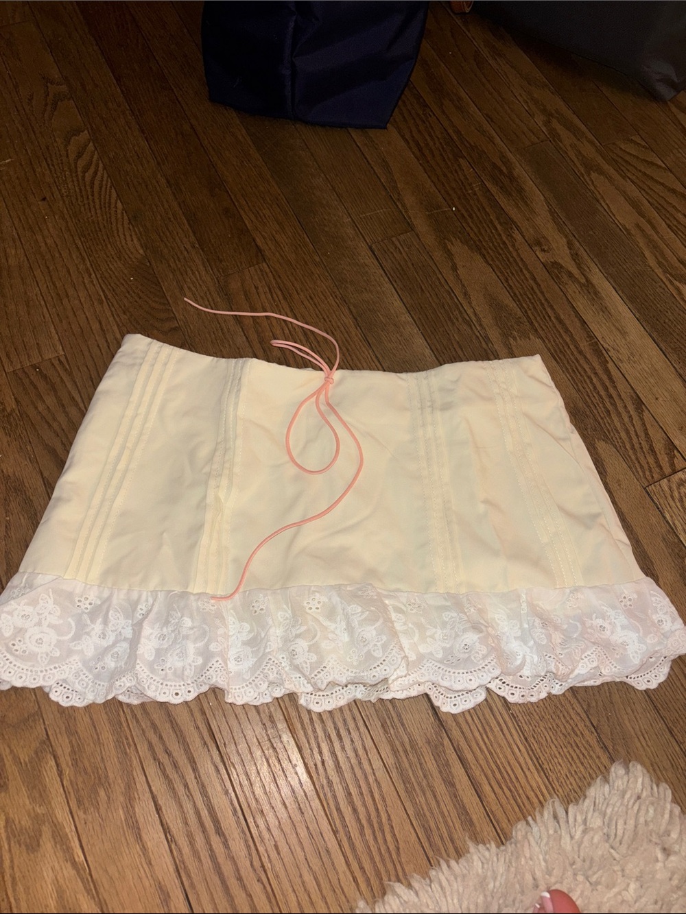 Cream Lace-Hem Women's Mini Skirt